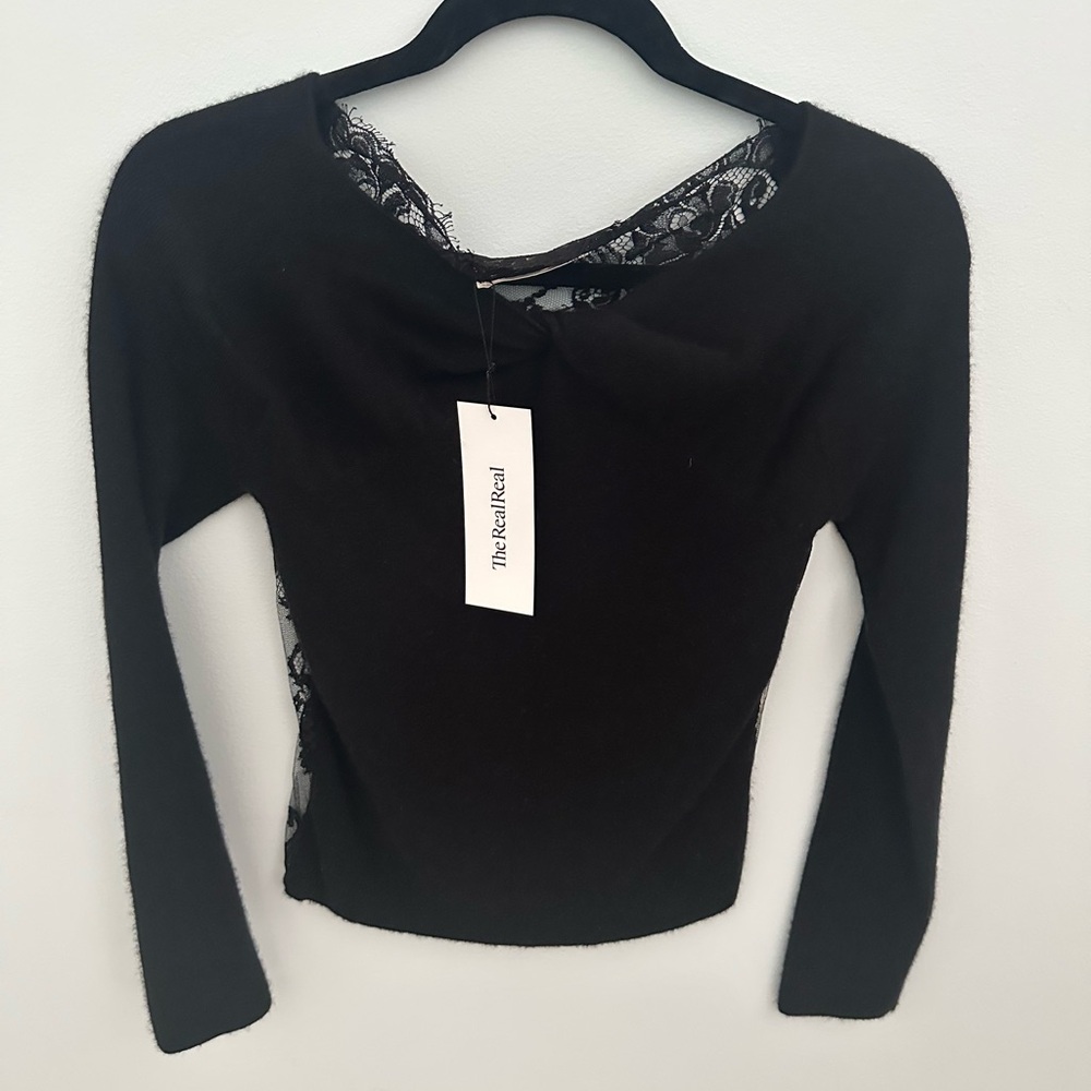 Valentino Black Lace Detail Bodysuit